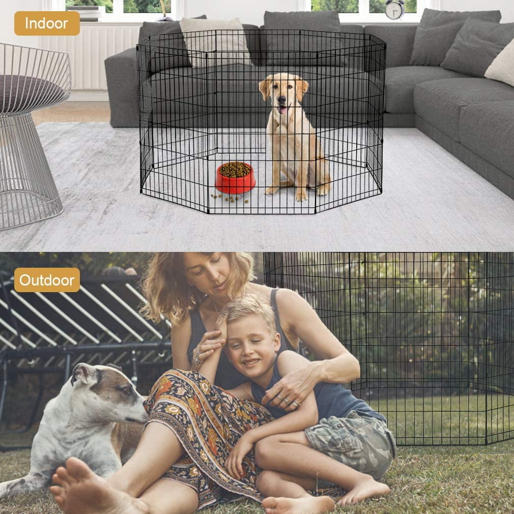 Foldable Playpen Indoor//Outdoor Enclosure Run Cage S 93X61X63cm Heavy Duty Dog Playpen Cage Crate Puppy Enclosure Whelping Pen Pet Fence